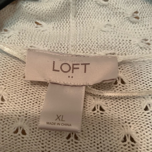 Loft Open Front Cream Cardigan Sweater Size XL - Picture 3 of 8